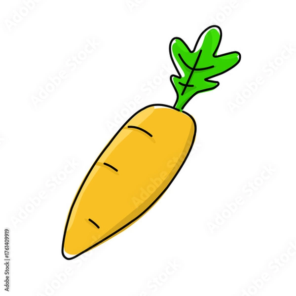 Fototapeta Flat vector illustration of a fresh orange carrot with green leaves, simple and clean design perfect for food, health, and organic themes.