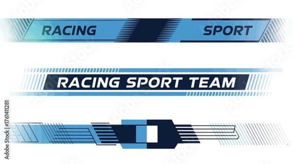 Fototapeta Sport Car Decal and Stripe Vector Set,  Collection of racing stripe designs for car wraps, speed line graphics, motorsport decals, automotive illustration, and custom vehicle decoration projects.