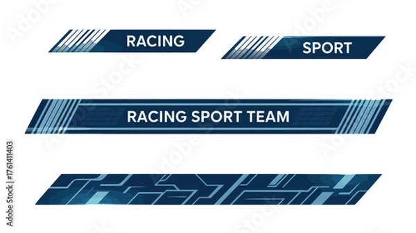 Fototapeta Racing Car Stripes Vector Set,  Collection of abstract sport stripe designs for vehicle decals, race cars, automotive graphics, vinyl wraps, tuning stickers, and high-speed motorsport decoration.