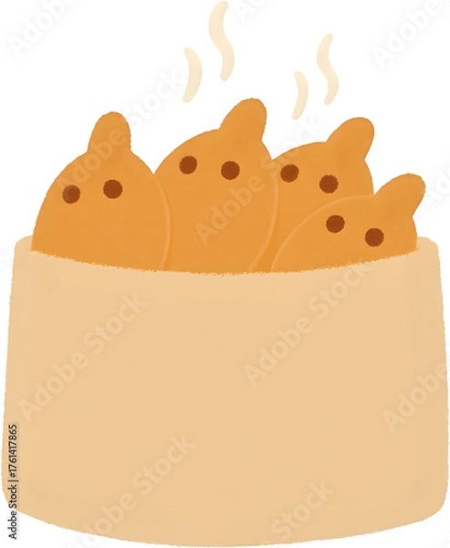 Obraz 갓구운따뜻한붕어빵과종이봉투