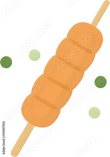 Obraz 중앙배치_어묵꼬치_일러스트_흰배경