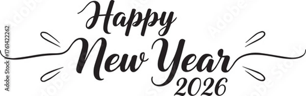 Obraz Vector art of happy new year 2026 festive lettering design for holiday greeting card, invitation, banner, poster