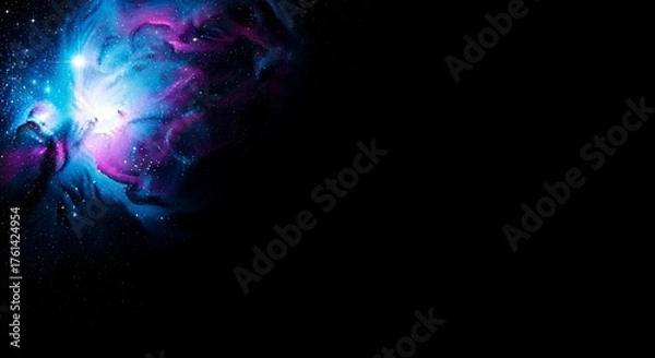 Fototapeta Vibrant cosmic nebula glows with brilliant starlight, inspiring wonder and exploration of the vast universe.