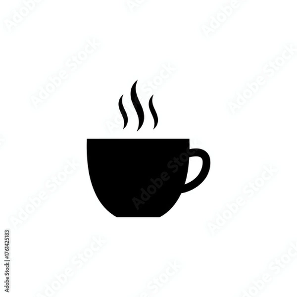 Obraz Coffee cup vector icon with steam line