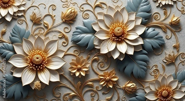Obraz golden floral background