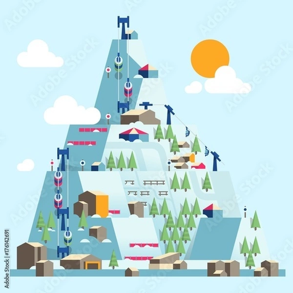 Obraz Ski resort illustration