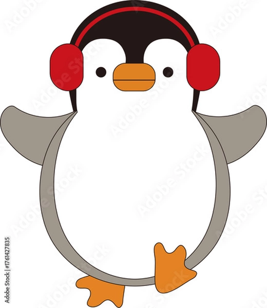 Fototapeta 빨간 귀마개를 한 아기펭귄