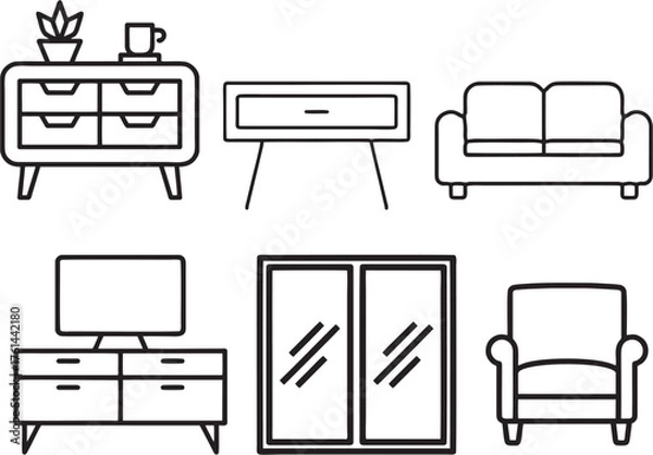 Obraz a vector of line Interior Furniture 