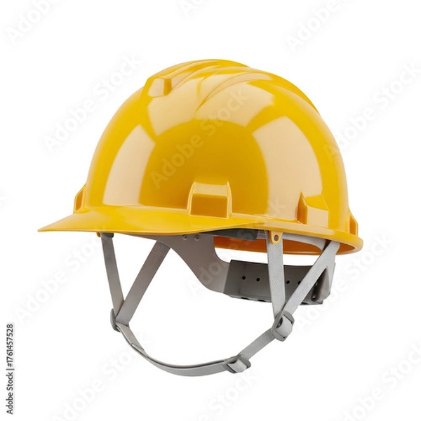Fototapeta Yellow construction safety helmet. Perfect for engineering, industry, and safety concept design. High-quality PNG image. Isolated on white or transparent background. PNG format.