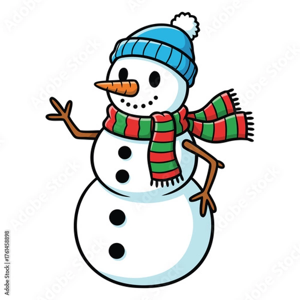Obraz Cute Colorful Snowman Cartoon Clipart for Holidays