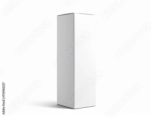 Fototapeta Blank Tall Rectangular Box Mockup: Vertical & Tilted on Isolated White. Luxury Product Packaging & Sophisticated Branding