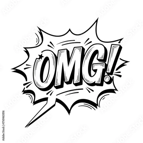 Fototapeta Comic Speech Bubble O M G isolated on a transparent background