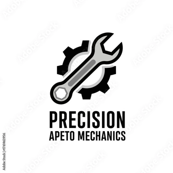 Fototapeta Precision Mechanics Wrench Gear Vector Logo