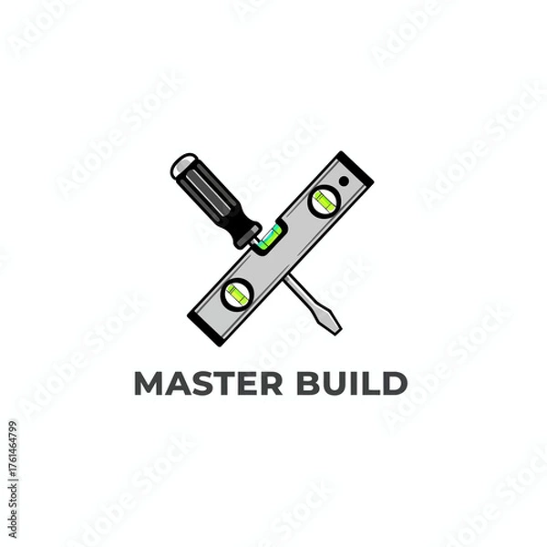 Fototapeta Build Construction Level Tools Vector Logo