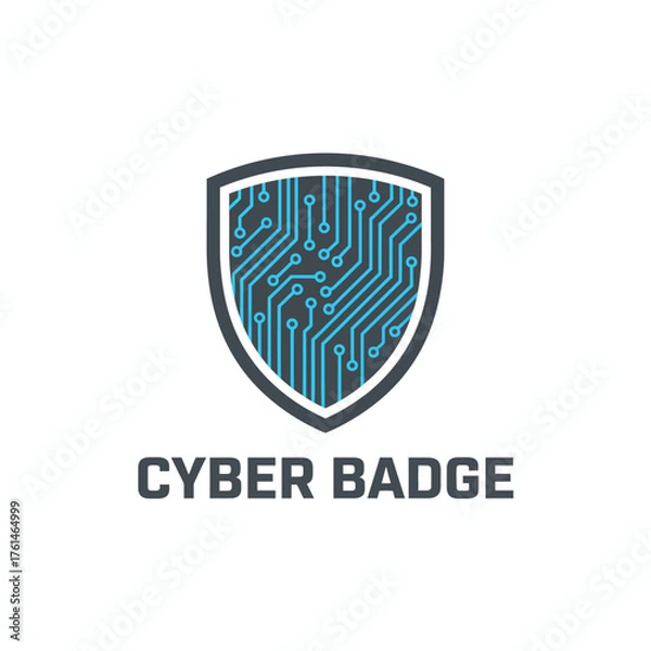 Fototapeta Cyber Security Circuit Board Shield Vector Logo