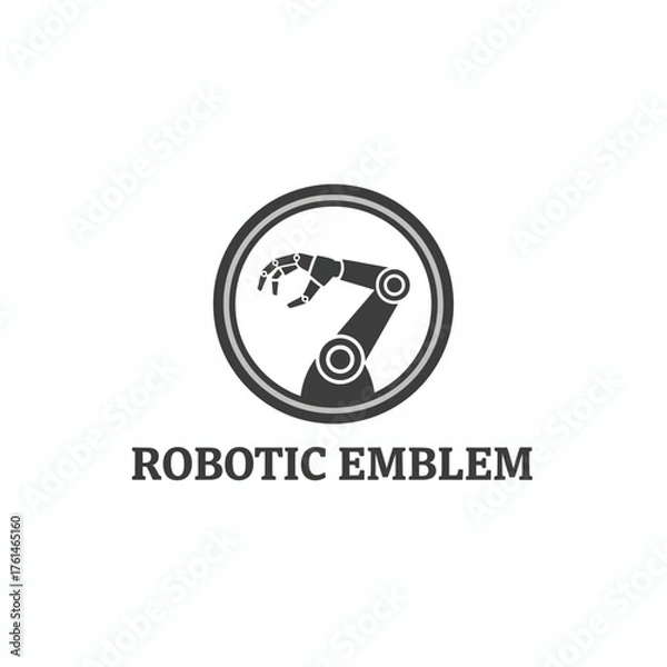 Fototapeta Modern Robotic Arm Technology Emblem Vector