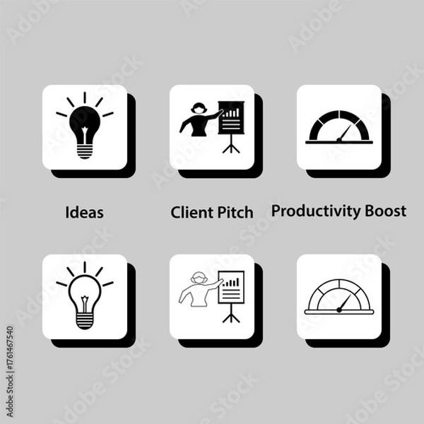 Fototapeta A series of icons that represent different aspects of productivity