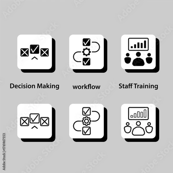 Fototapeta Each icon has a different design and color scheme