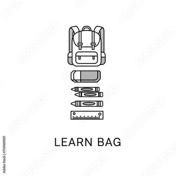 Fototapeta Minimalist Student Learning bag Towards Success Icon