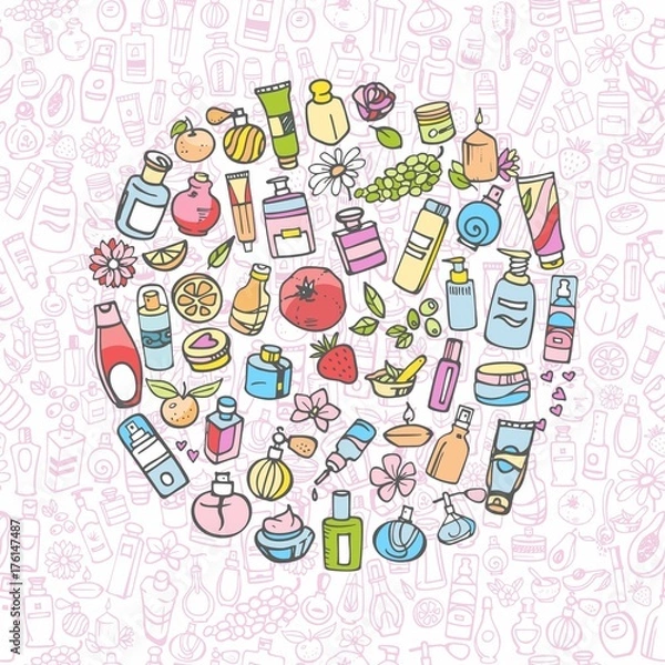 Obraz doodle hand drawn cosmetic