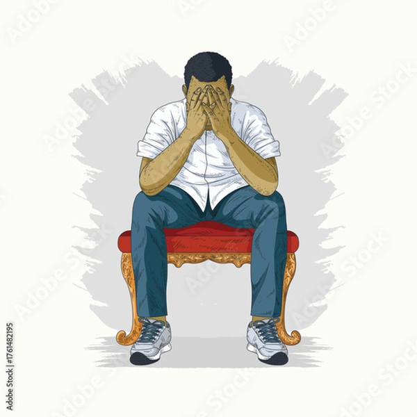 Obraz A man is contemplating his problems