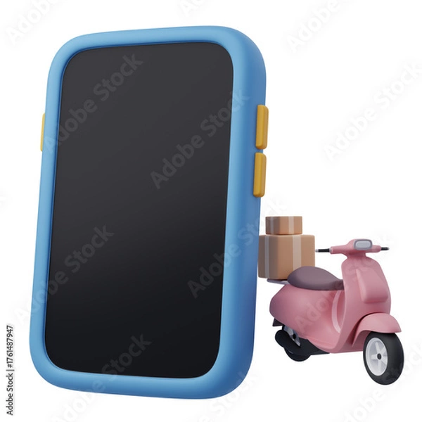 Fototapeta 3d Logistic service with smartphone.