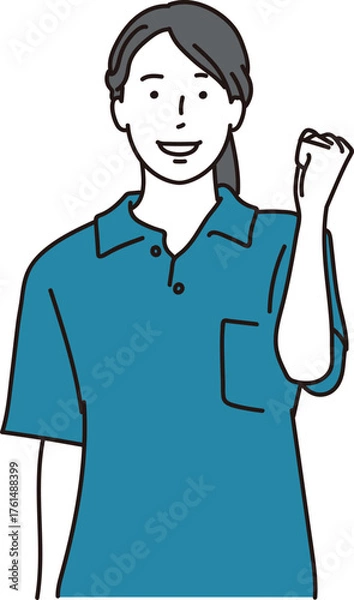 Obraz ガッツポーズをする介護士のイラスト素材