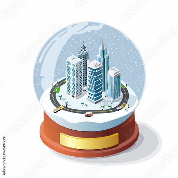 Obraz Holiday Display Snow Globe City Poster Vector