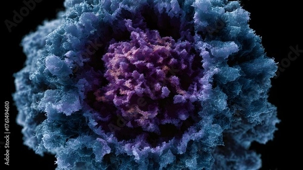 Fototapeta Microscopic 3D visualization of a virus structure during replication