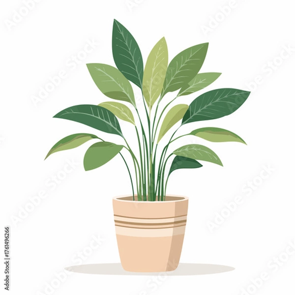 Obraz Vector Illustration of Decorative Potted Plant, Perfect for Home Decor, Interior Design, and Botanical-Themed Graphic Projects