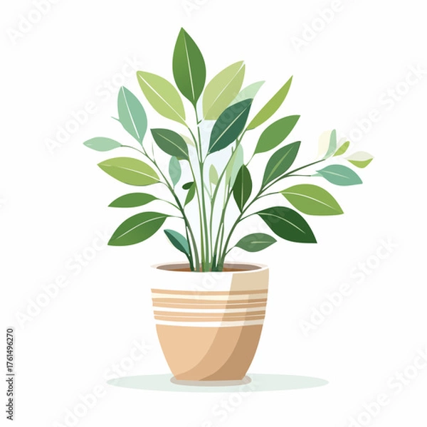 Obraz Minimalist Plant Pot Vector Graphic Featuring Small Indoor Plant, Ideal for Digital Design, Gardening, and Lifestyle Illustrations
