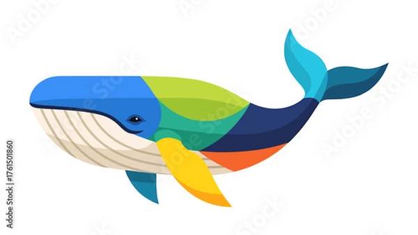 Obraz Colorful whale illustration playful vector design ideal for childrens books and educational materials isolated on white background