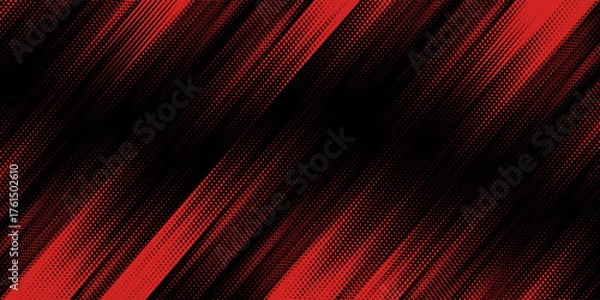 Fototapeta Red halftone dots blue color pattern gradient grunge texture background. Dot pop art comic sport style vector