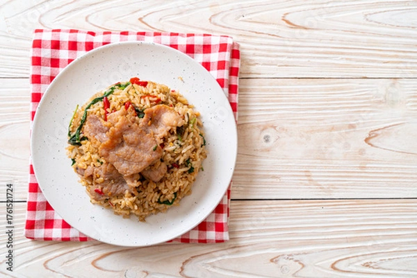Obraz fried rice with Thai basil and pork