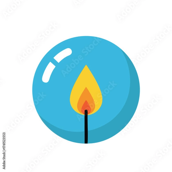 Obraz A stylized of a lit match inside a blue circle.