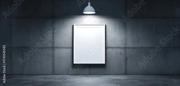 Obraz Gloss white frame mockup on matte black backdrop with spotlight