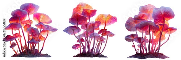 Obraz Set of  mushrooms arranged neatly on transparent png background. Ai generated