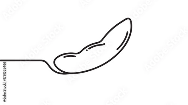 Fototapeta Minimalist line art illustration of a single bean on a spoon