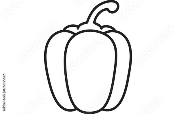 Fototapeta Simple outline drawing of a bell pepper, a versatile ingredient for healthy cooking.