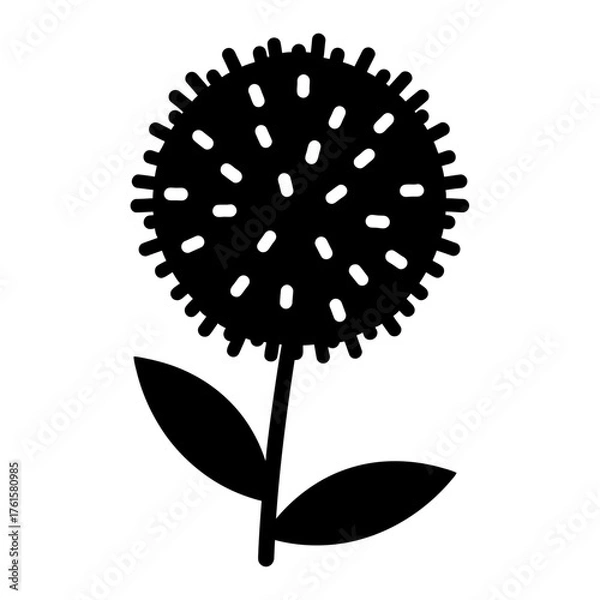 Fototapeta Black and white vector of Ageratum flower on white background
