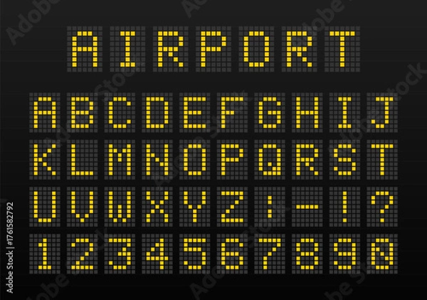 Fototapeta Airport digital display font showing alphabet and numbers