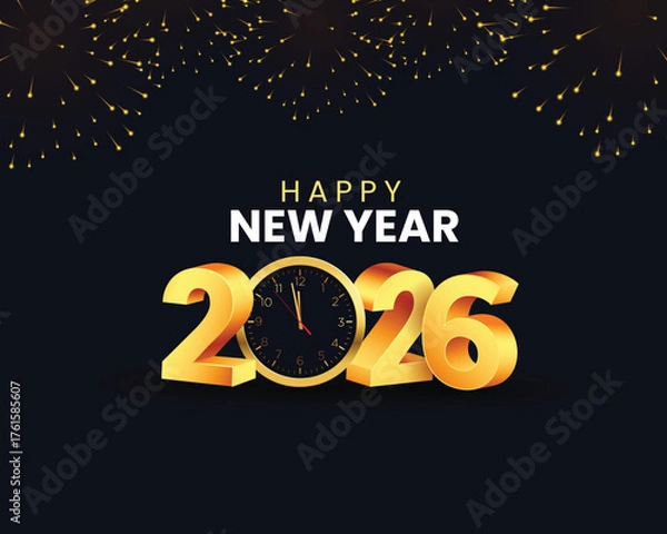 Fototapeta 026 Happy New Year 3D Style Poster or Card Design