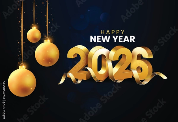 Fototapeta Happy New Year 2025 3D Style Card Design