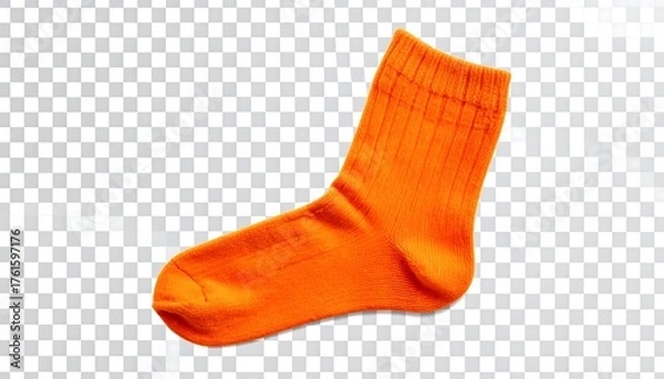 Fototapeta Orange sock, ribbed texture, transparent background