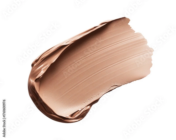 Fototapeta Textured cosmetics swatch, milk coffee brown color. Close-up of thick cream with full coverage effect. Isolated element with clear even edge on transparent background