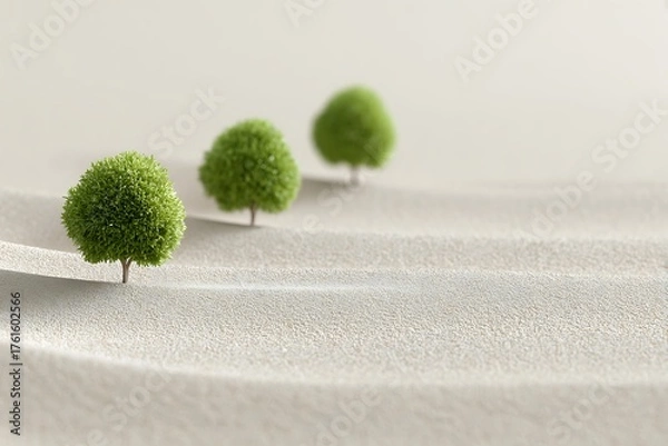 Obraz Green trees planted desert sand showing environmental transformation