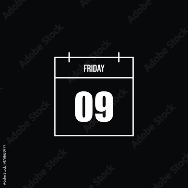 Fototapeta Calendar Icon - Friday the 9th