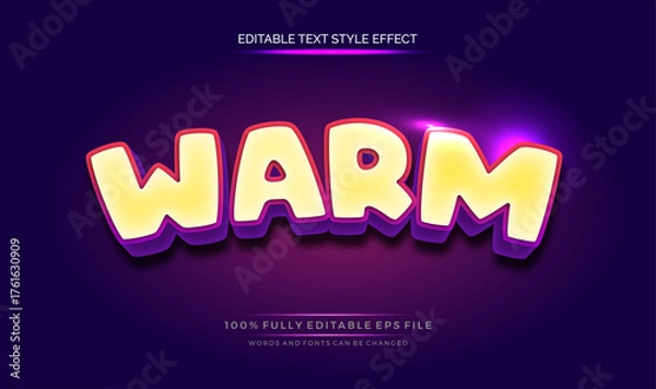 Fototapeta A cartoon style vibrant, eye-catching Text Effect, text style. Editable text files vector illustration.