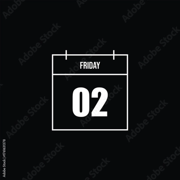 Obraz Friday 02 calendar line icon