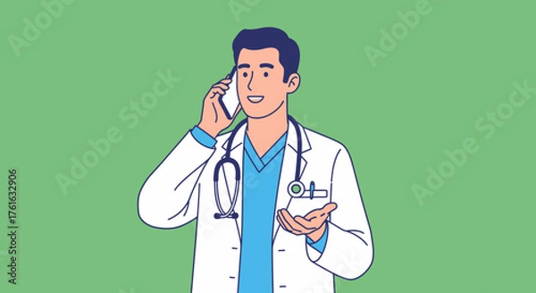 Fototapeta Doctor on Phone Consultation with Patient.